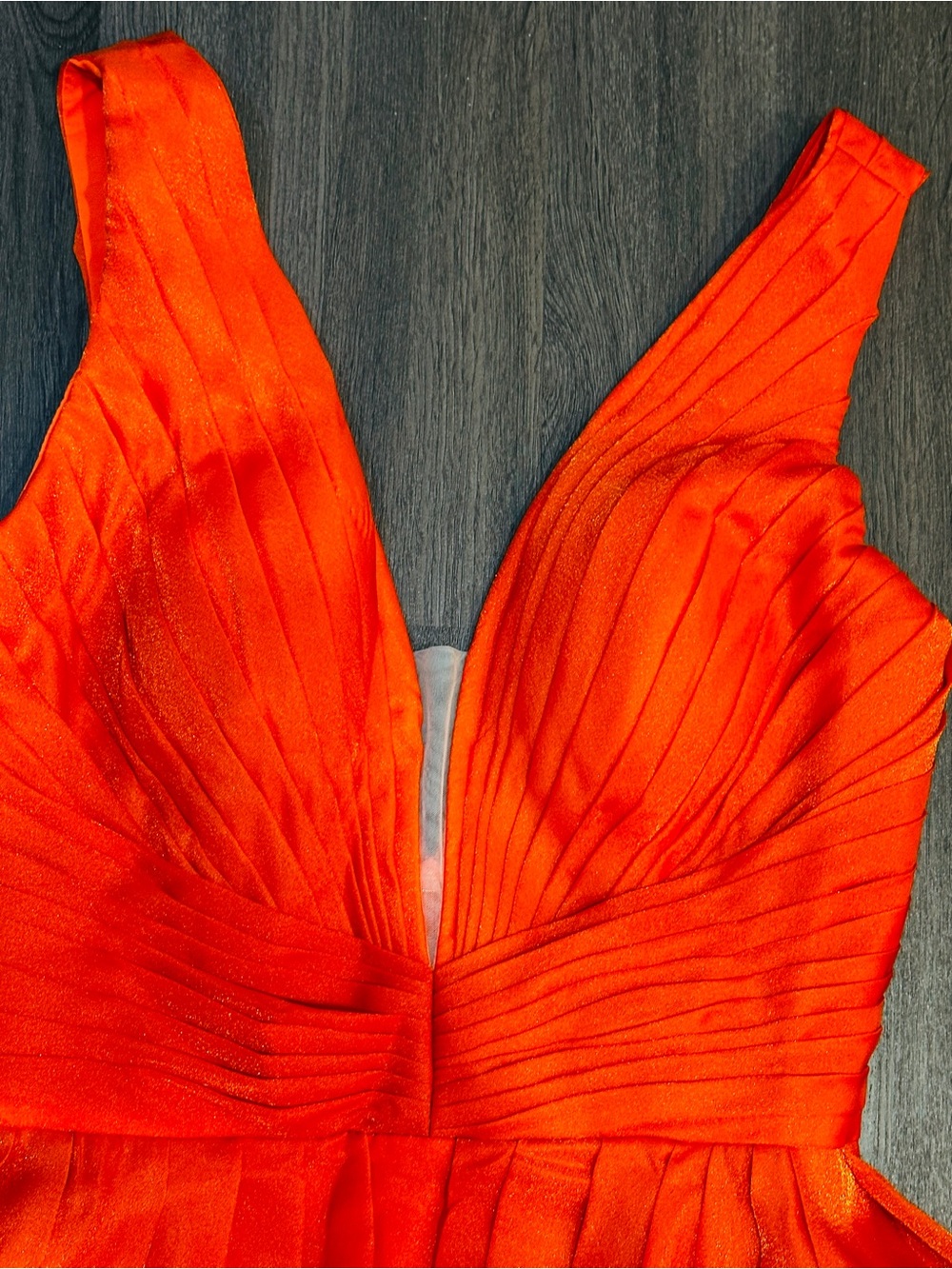 Orange Plunge Sheer V Formal Gown Size 6 Layered Tulle Evening Prom Dress - Picture 13 of 14
